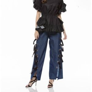 Front Cut Eyelet Detail Wild Pants